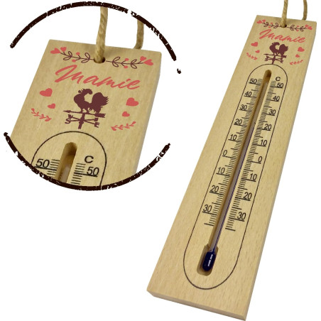 Thermomètre en Bois pour Mamie – un beau cadeau original pour Mamy – Fête des Grands mères, Anniversaire, Noël – Thermomètre