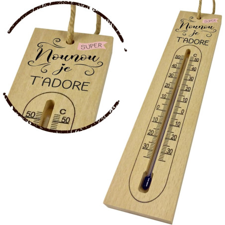 Thermomètre en Bois pour Nounou – un beau cadeau original pour la nourrice de votre enfant – Fête des Nounous en novembre