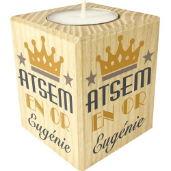 Bougie personnalisée Atsem en Or - Cadeau Atsem Personnalisable avec Le prénom de l'enfant - Cadeau Original Fin d'Année