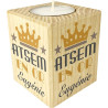 Bougie personnalisée Atsem en Or - Cadeau Atsem Personnalisable avec Le prénom de l'enfant - Cadeau Original Fin d'Année