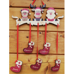 Décoration Murale en BOIS personnalisée avec les prénoms de la Famille (cadeau de Noël, une alternative à la boule de sapin
