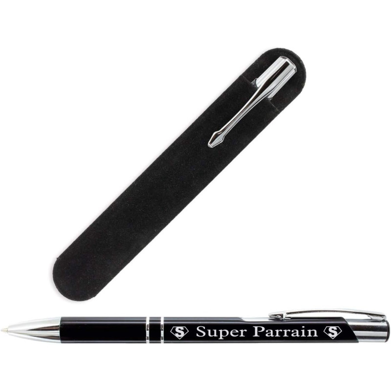 Stylo Super Parrain + Pochette cadeau (parrain marraine)