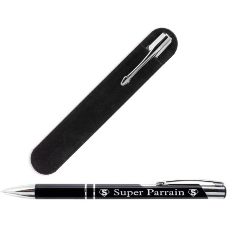 Stylo Super Parrain + Pochette cadeau (parrain marraine)