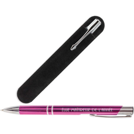 Gravure Events Stylo Cadeau pour la Maîtresse de votre enfant (avec Pochette Velours) - institutrice, professeur des écoles