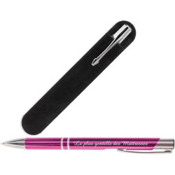 Gravure Events Stylo Cadeau pour la Maîtresse de votre enfant (avec Pochette Velours) - institutrice, professeur des écoles