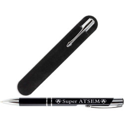 Stylo ATSEM - Super ATSEM avec sa pochette velours - Cadeau ATSEM école classe maternelle
