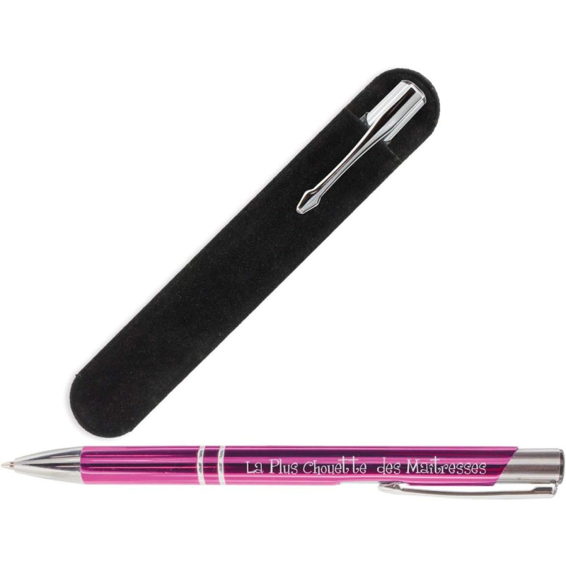 Gravure Events Stylo Cadeau pour la Maîtresse de votre enfant (avec Pochette Velours) - institutrice, professeur des écoles