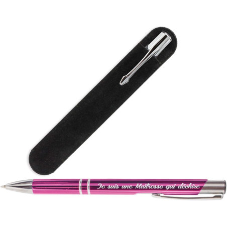 Gravure Events Stylo Cadeau pour la Maîtresse de votre enfant (avec Pochette Velours) - institutrice, professeur des écoles
