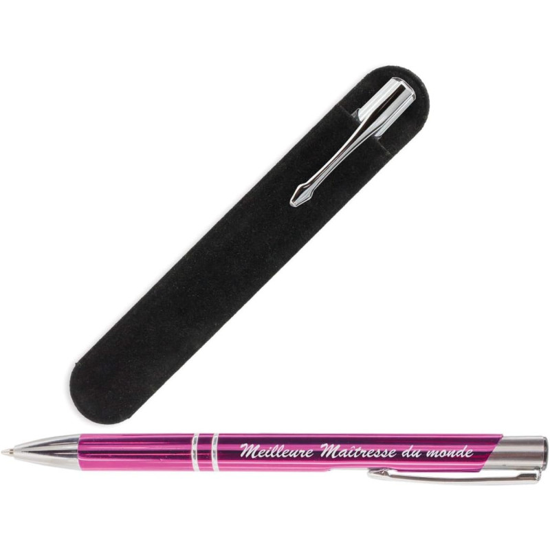 Gravure Events Stylo Cadeau pour la Maîtresse de votre enfant (avec Pochette Velours) - institutrice, professeur des écoles