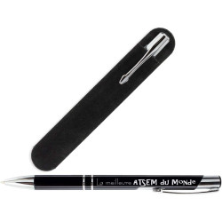 Stylo ATSEM - La meilleure ATSEM du Monde avec sa pochette velours - Cadeau ATSEM école classe maternelle
