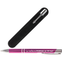 Stylo Violet gravé La meilleure Maman du Monde accompagné de sa pochette velours – cadeau fête des mères, anniversaire, noël
