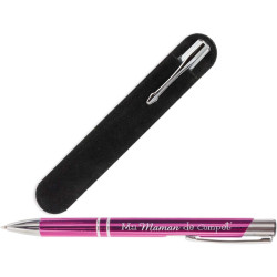 Stylo Violet gravé Ma Maman de Compet accompagné de sa pochette velours – cadeau fête des mères, anniversaire, noël