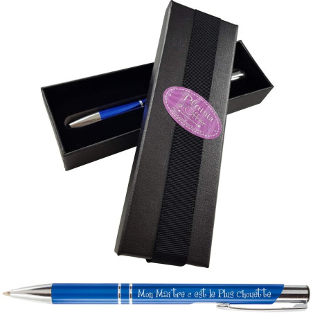 Stylo Mon Maître c'est le plus chouette - stylo bleu gravé avec sa boite cadeau - Cadeau Maître d'école maternelle ou primaire