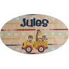Plaque de Porte en bois personnalisée pour une Chambre d'enfant Animaux Zoo Jungle - Le prénom de la plaque en bois est