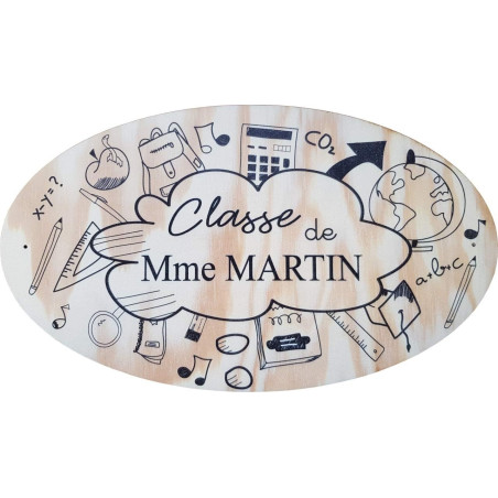 Gravure Events Plaque de Porte de Classe en bois personnalisée - Salle de Classe primaire ou maternelle – Cadeau de fin d'année