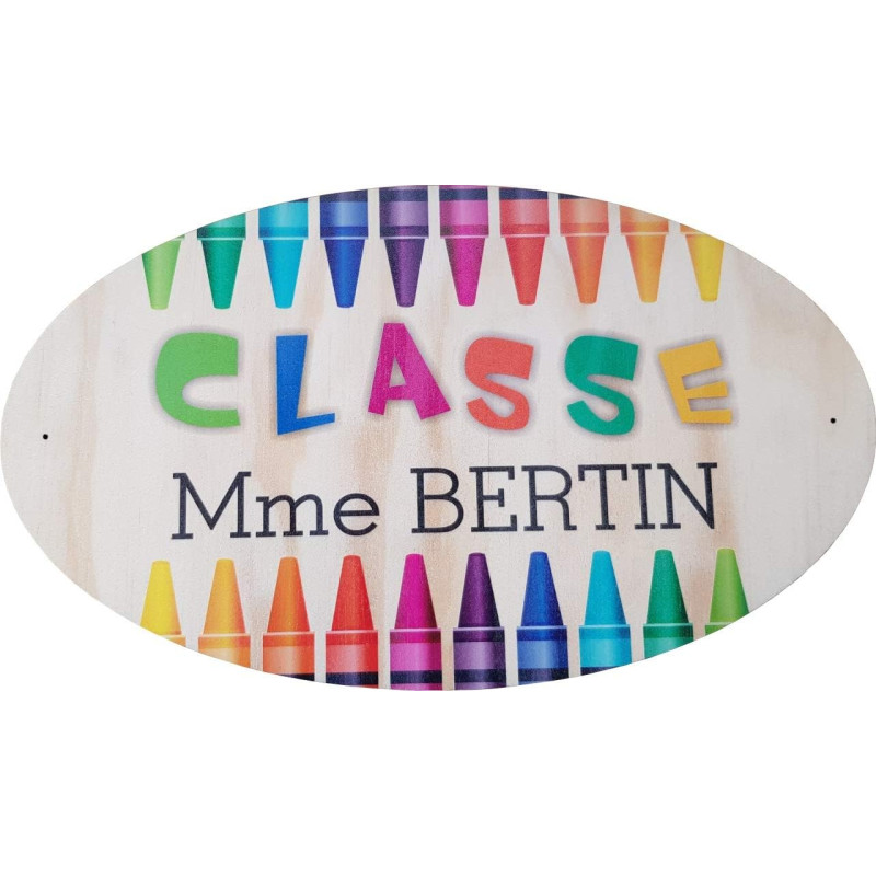 Gravure Events Plaque de Porte de Classe en bois personnalisée - Salle de Classe primaire ou maternelle – Cadeau de fin d'année