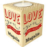 Bougie personnalisée Love You So Much– Porte Bougie en Bois personnalisé avec Le prénom – Cadeau pour la Saint Valentin - Homme