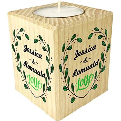 Bougie personnalisée Love – Porte Bougie en Bois personnalisé avec Le prénom – Cadeau pour la Saint Valentin - Homme ou Femme