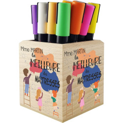 Gravure Events Pot Crayon en Bois Massif La meilleure des Maîtresses - personnalisé avec Prénom - cadeau pour maîtresse d'école
