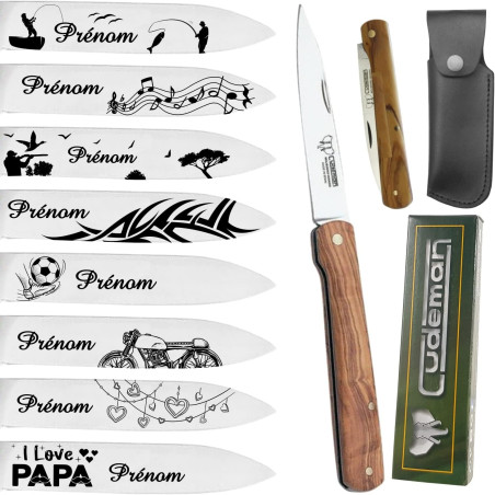 Cudeman - Couteau Pliant Personnalisé avec Prénom Gravé par Gravure Events - Cadeau pour Homme ou Femme : Fête des Pères, Papa