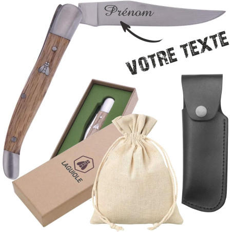 Gravure Events - Couteau Personnalisé avec Prénom Gravé - Manche Bois - Cadeau pour Homme ou Femme : Fête des Pères, Fête des