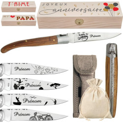 Gravure Events - Couteau Pliant Personnalisé en Frêne avec Prénom Gravé - Cadeau pour Homme ou Femme : Fête des Pères, Fête des