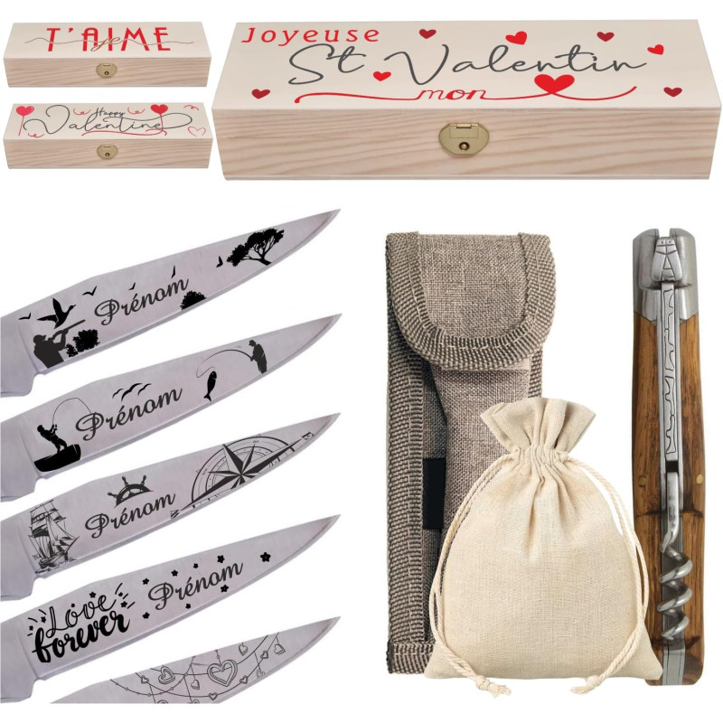 Gravure Events - Couteau Personnalisé avec Prénom Gravé en Frêne Exo TB - Cadeau pour Homme ou Femme : Fête des Pères, Fête des