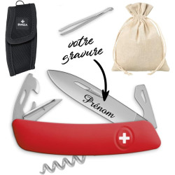 Gravure Events - Véritable Couteau Suisse personnalisé - Gravé avec le prénom de votre choix - Cadeau Homme femme ou