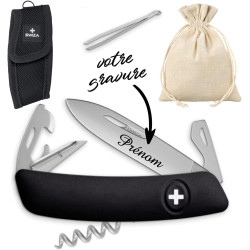 Gravure Events - Véritable Couteau Suisse personnalisé - Gravé avec le prénom de votre choix - Cadeau Homme femme ou