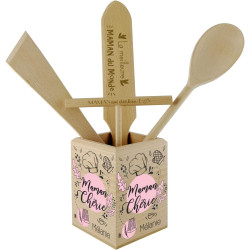 Gravure Events Pot à Couverts En Bois pour la cuisine de Maman - Cadeau Noël, Anniversaire, fête des mères – Cadeau
