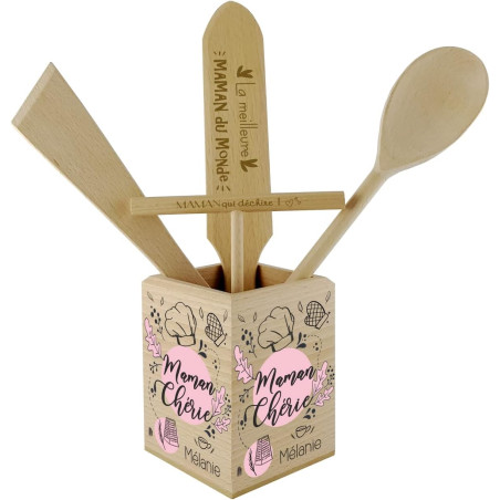 Gravure Events Pot à Couverts En Bois pour la cuisine de Maman - Cadeau Noël, Anniversaire, fête des mères – Cadeau