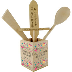 Pot à Couverts Maîtresse d'école - Pot en Bois pour la cuisine - 100% fabriqué en France - Cadeau Personnalisable pour
