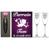 Lot : 1 Verre PARRAIN + 1 MARRAINE (ou 2 Parrains ou 2 Marraines au choix) - Flûtes à Champagne Gravées Modèle Ange + 2 Boîtes