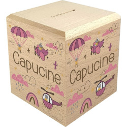 Tirelire Enfant en Bois - Tirelire personnalisée avec prénom - 100% fabriquée en France - Cadeau Noël bébé, Baptême, Cadeau de