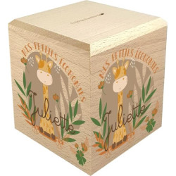 Tirelire Enfant en Bois - Tirelire personnalisée avec prénom - 100% fabriquée en France - Cadeau Noël bébé, Baptême, Cadeau de