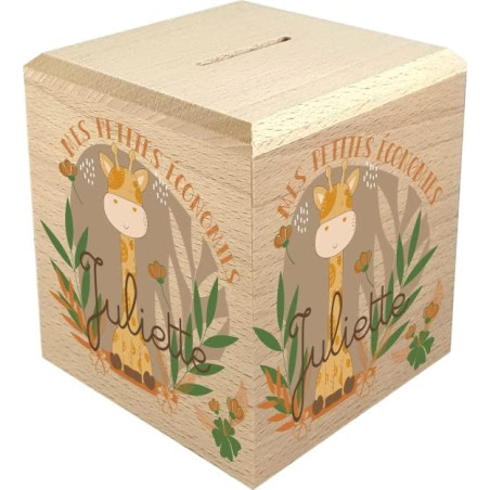 Tirelire Enfant en Bois - Tirelire personnalisée avec prénom - 100% fabriquée en France - Cadeau Noël bébé, Baptême, Cadeau de