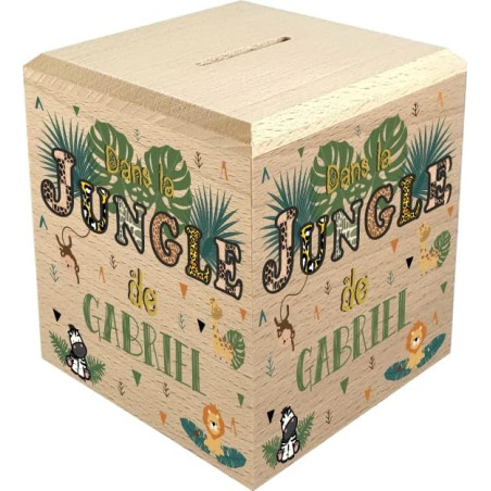 Tirelire Enfant en Bois - Tirelire personnalisée avec prénom - 100% fabriquée en France - Cadeau Noël bébé, Baptême, Cadeau de