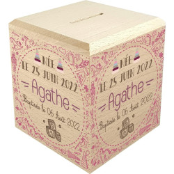 Tirelire Enfant en Bois - Tirelire personnalisée avec prénom - 100% fabriquée en France - Cadeau Noël bébé, Baptême, Cadeau de