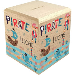 Tirelire Enfant en Bois - Tirelire personnalisée avec prénom - 100% fabriquée en France - Cadeau Noël bébé, Baptême, Cadeau de