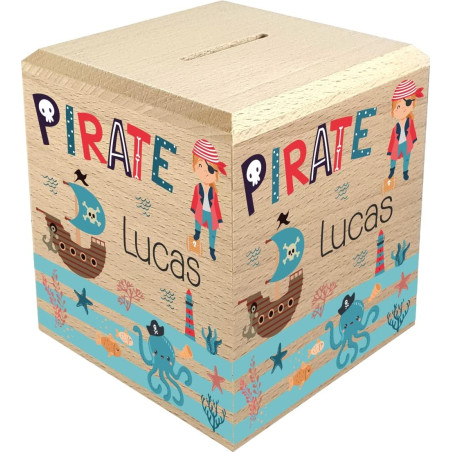 Tirelire Enfant en Bois - Tirelire personnalisée avec prénom - 100% fabriquée en France - Cadeau Noël bébé, Baptême, Cadeau de