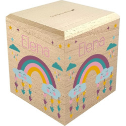 Tirelire Enfant en Bois - Tirelire personnalisée avec prénom - 100% fabriquée en France - Cadeau Noël bébé, Baptême, Cadeau de