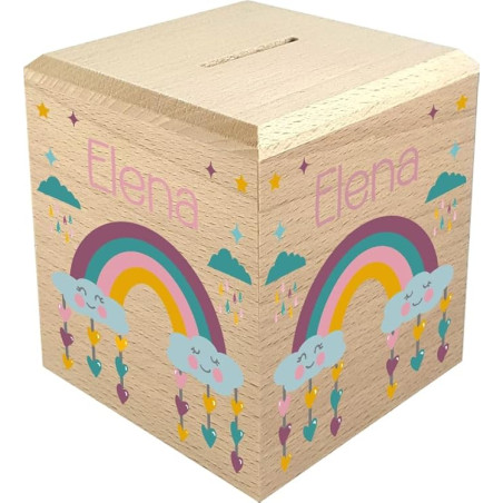 Tirelire Enfant en Bois - Tirelire personnalisée avec prénom - 100% fabriquée en France - Cadeau Noël bébé, Baptême, Cadeau de