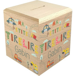 Tirelire Enfant en Bois - Tirelire personnalisée avec prénom - 100% fabriquée en France - Cadeau Noël bébé, Baptême, Cadeau de