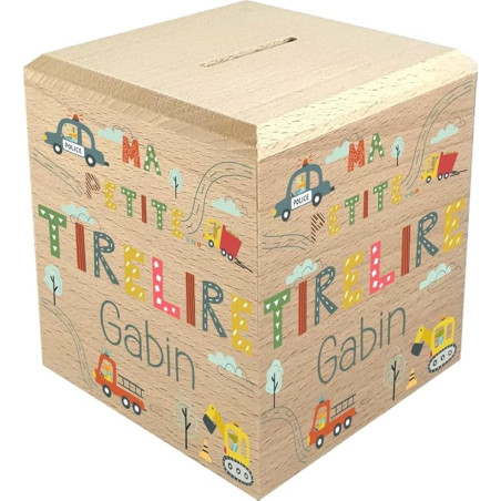 Tirelire Enfant en Bois - Tirelire personnalisée avec prénom - 100% fabriquée en France - Cadeau Noël bébé, Baptême, Cadeau de
