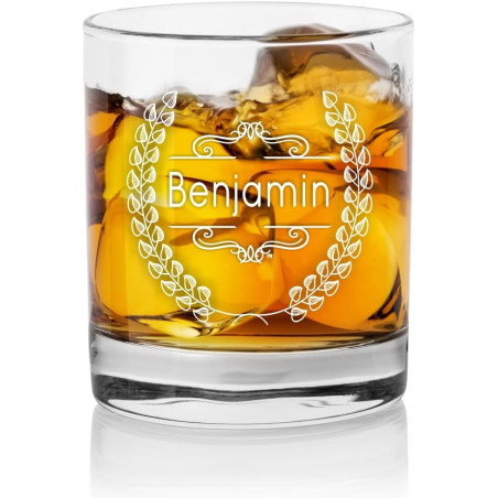 Verre à whisky personnalisable, personnalisé avec le prénom de votre choix qui sera gravé sur le verre - Cadeau pour Homme papa