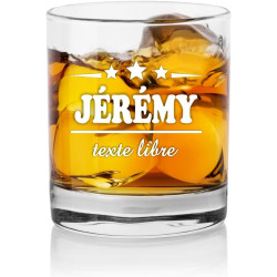 Verre à whisky personnalisé avec prénom - personnalisable avec le prénom de votre choix qui sera gravé - Cadeau pour Homme papa