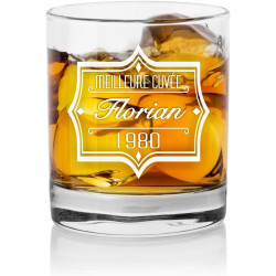 ARC Verre à Whisky Personnalisable avec Prénom Gravé au Laser - Cadeau personnalisé pour Homme ou femme pour un anniversaire