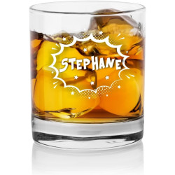 Verre à whisky personnalisé avec prénom - personnalisable avec le prénom de votre choix qui sera gravé - Cadeau pour Homme papa