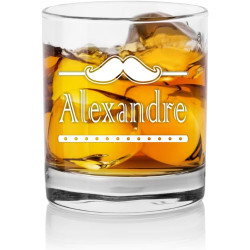 Verre à whisky personnalisé avec prénom - personnalisable avec le prénom de votre choix qui sera gravé - Cadeau pour Homme papa
