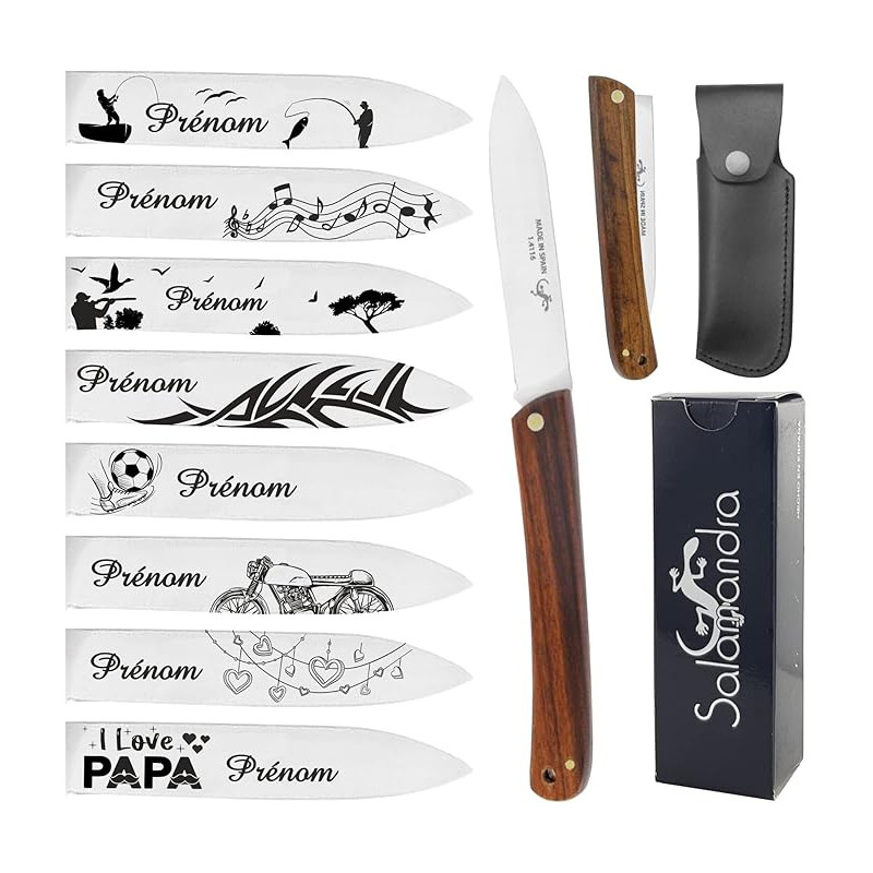 Gravure Events - Couteau Pliant Salamandra personnalisé avec le prénom de votre choix - Cadeau pour homme : fête des pères